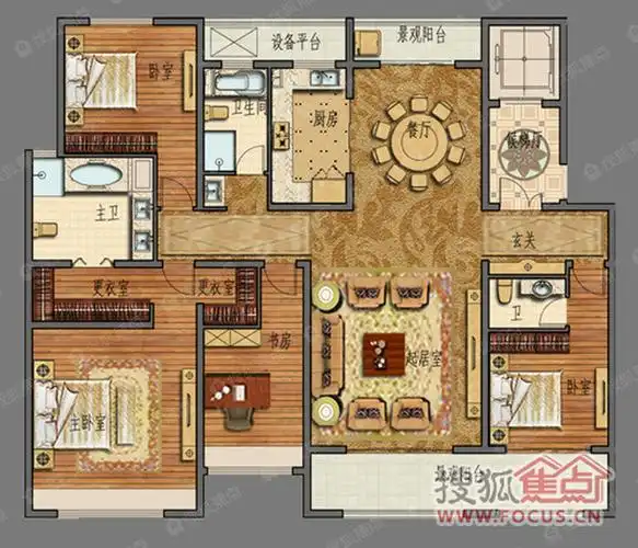 71平米户型图-4室2厅3卫-209.7㎡