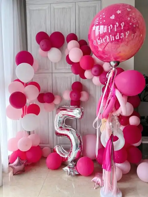 diy粉色生日场景布置