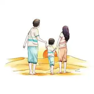 感恩节背影人物插画