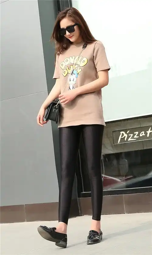 微信爆款 夏季薄款大码弹力女裤小脚紧身裤光泽裤外穿九分打底.