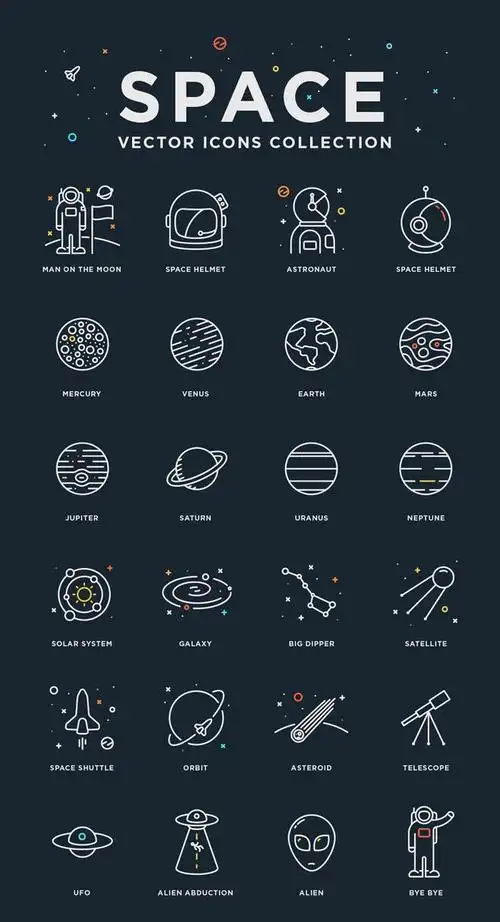 space太空主题icon图标设计