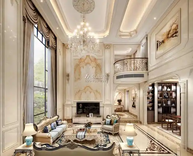 卧龙山一号500平方米欧式风格别墅户型客厅装修效果图