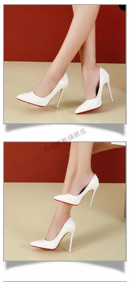 恨天高高跟鞋走秀3545码欧美水果色12cm高跟鞋超细跟女鞋浅口尖头漆皮