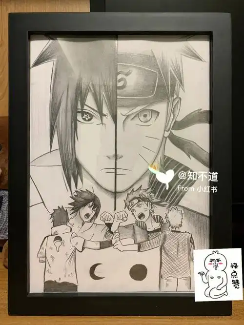 火影忍者手绘素描漫画手绘鸣人佐助手绘