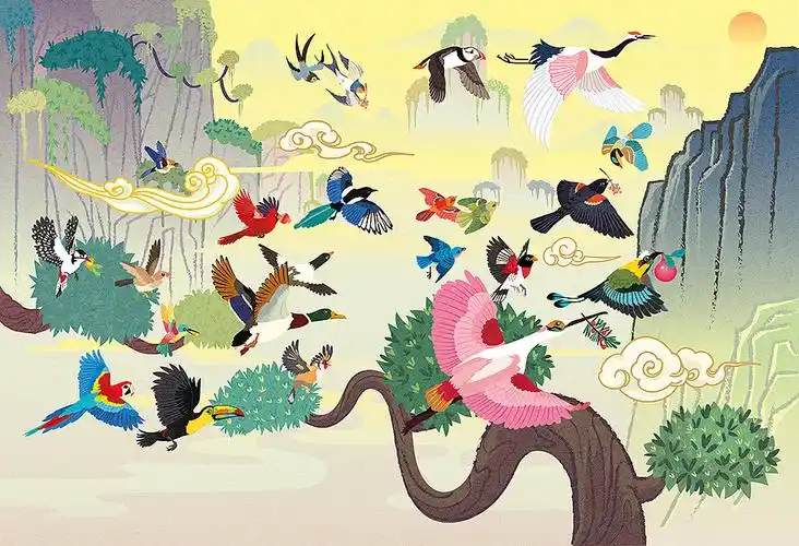 百鸟朝凤|插画|儿童插画|momohuhu - 原创作品 - 站酷 (zcool)