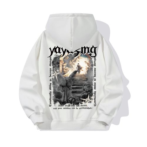 春秋冬潮牌加厚卫衣美式天使之路字母暗黑潮男宽松连帽卫衣男女