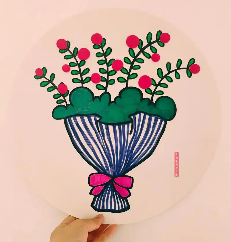 女神节简笔画送母亲一束花拿起画笔画画吧