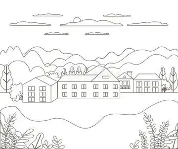 风景线条画图片