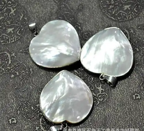 天然海水贝白珍珠贝母桃心吊坠饰品批发厂家直销低价促销高端大气