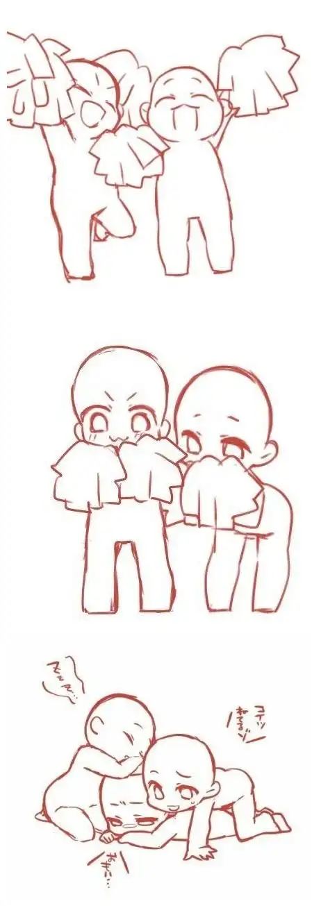 q版人物的激萌互动合影向姿势参考绘画教程绘画参考q版教程6767