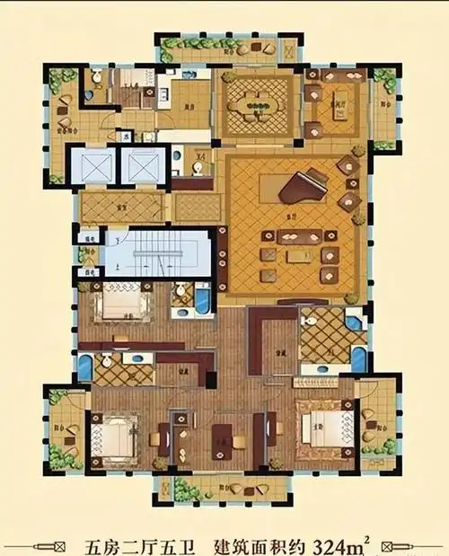 宫殿般的大平层,双主卧设计非常亮眼!