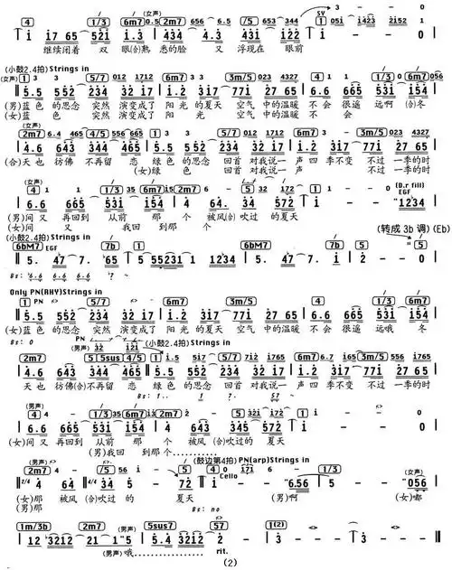 被风吹过的夏天(编配乐谱)_简谱_搜谱网