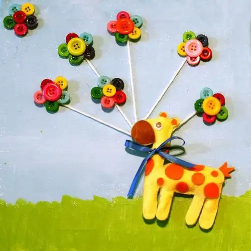 飞天小鹿 亲子活动 儿童房间装饰画 创意纽扣画 送给孩子的礼物 #手工