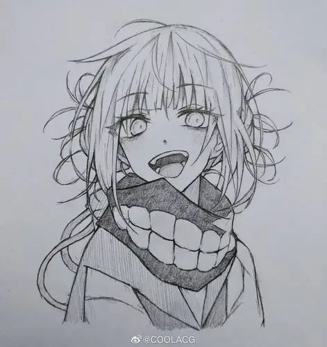 神仙画师微博转载二次元人物黑白动漫素材插画绘画线稿手绘女生男生