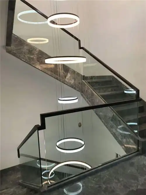 楼梯护栏别墅玻璃大理石南京厂家定制钢化玻璃卡槽楼梯扶手