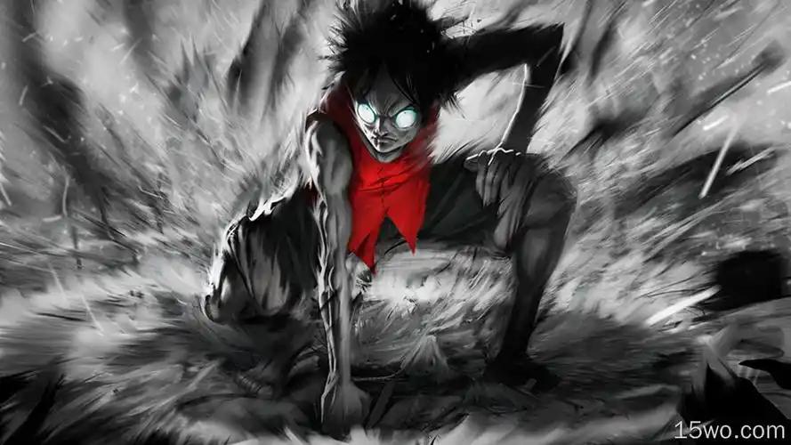 动漫海贼王monkeydluffyanimeblackhairglowingeyeswhiteeyes高清壁纸