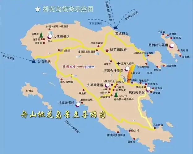 舟山桃花岛景点导游图