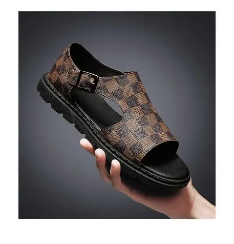 公牛世家凉鞋男夏季透气2021新品男士皮凉鞋男真皮时尚潮流罗马鞋男