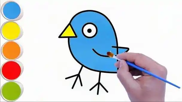 可爱小鸟简笔画彩色儿童简笔画彩色风景爱唱歌的小鸟绘本插画手帐都