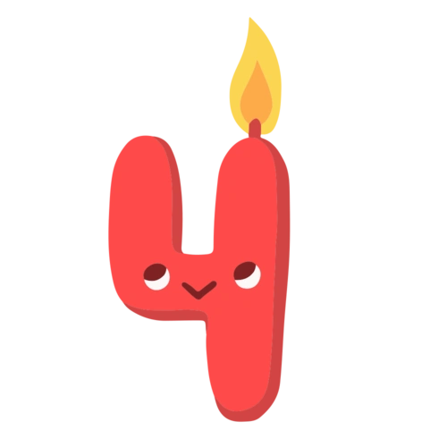 卡通生日蜡烛数字4图片