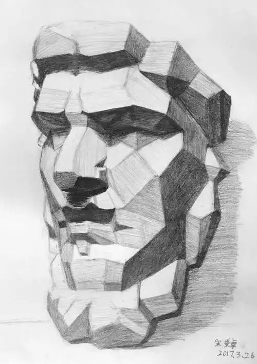 素描石膏切面像～亚历山大