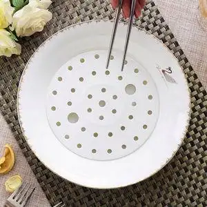 国玥骨瓷饺子盘双层沥水水饺盘家用欧式大号陶瓷深盘天鹅女王沥水