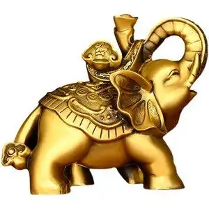 吉祥象摆件镇宅招财50纯铜大象摆件一对招财吸水象福财铜象工艺品客厅