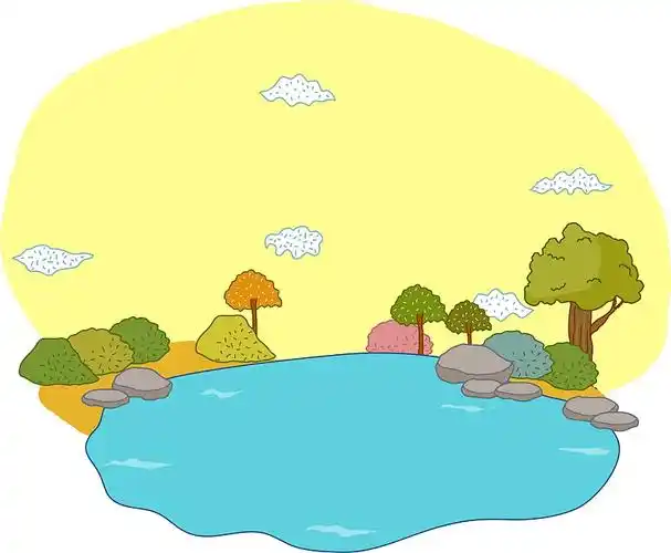 景观与河流和有趣的鱼