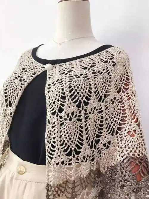 春夏编织钩针菠萝开衫编织图解