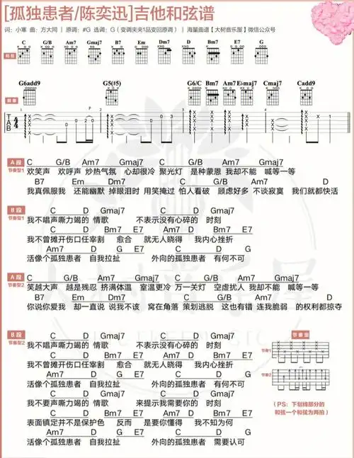 吉他谱孤独患者陈奕迅cover