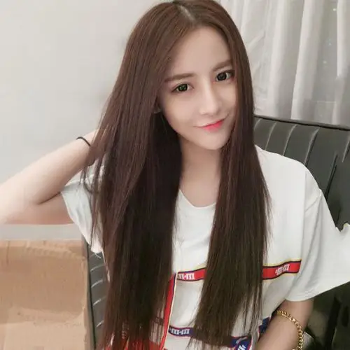 网红假发长直发中分刘海长发齐腰隐形无痕学生日常整顶假发