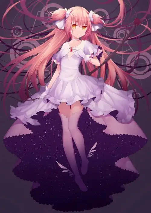 人物长发粉色的头发橙色的眼睛动漫动漫女孩kanamemadokalonghairpink