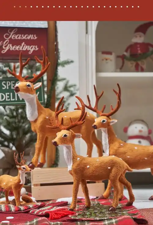 圣诞鹿摆件小号仿真大麋鹿酒店商场桌面柜台摆饰驯鹿圣诞节装饰品a款