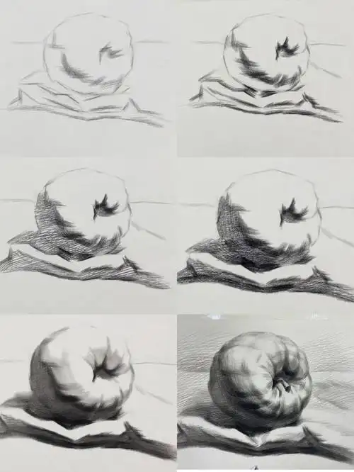 素描静物苹果结构完整步骤