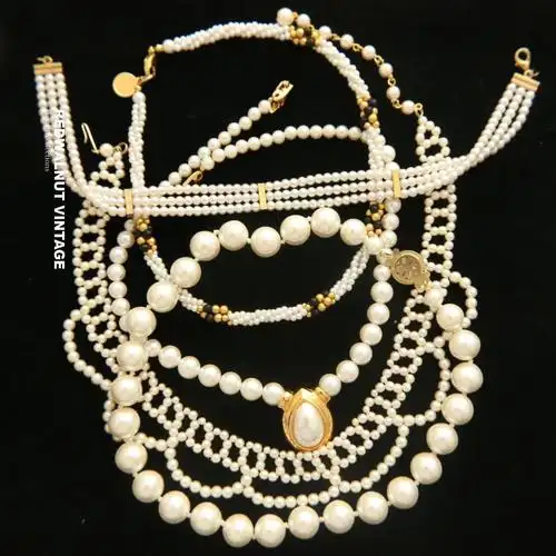 项链vintage首饰西洋古董宫廷珍珠锁骨choker欧美项链