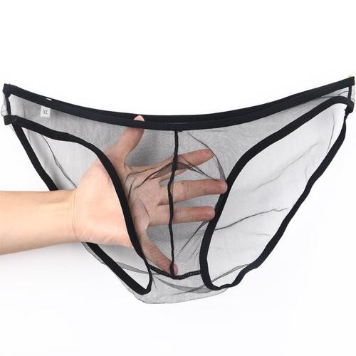 虔生缘细边潮男士三角内裤衩u凸囊袋低腰性感网纱透气全透明速干网纱