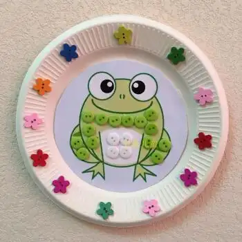 儿童纸盘纽扣画diy材料包手工制作粘贴画幼儿园手工3岁贴纸画十个起拍