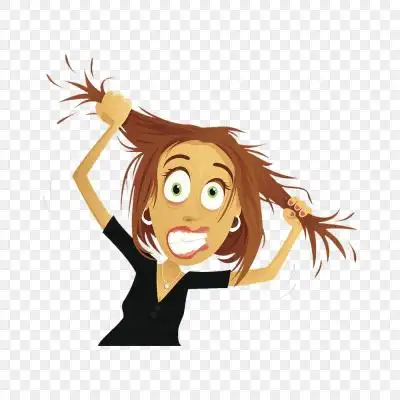 卡通插图着急着抓住头发