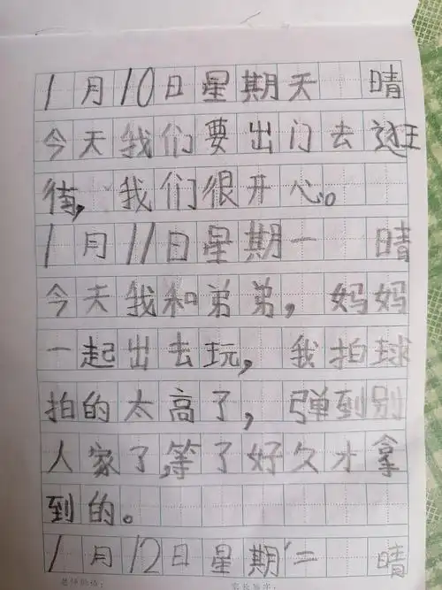 四平市第三中学附属小学一年四班于小航寒假生活之日记篇