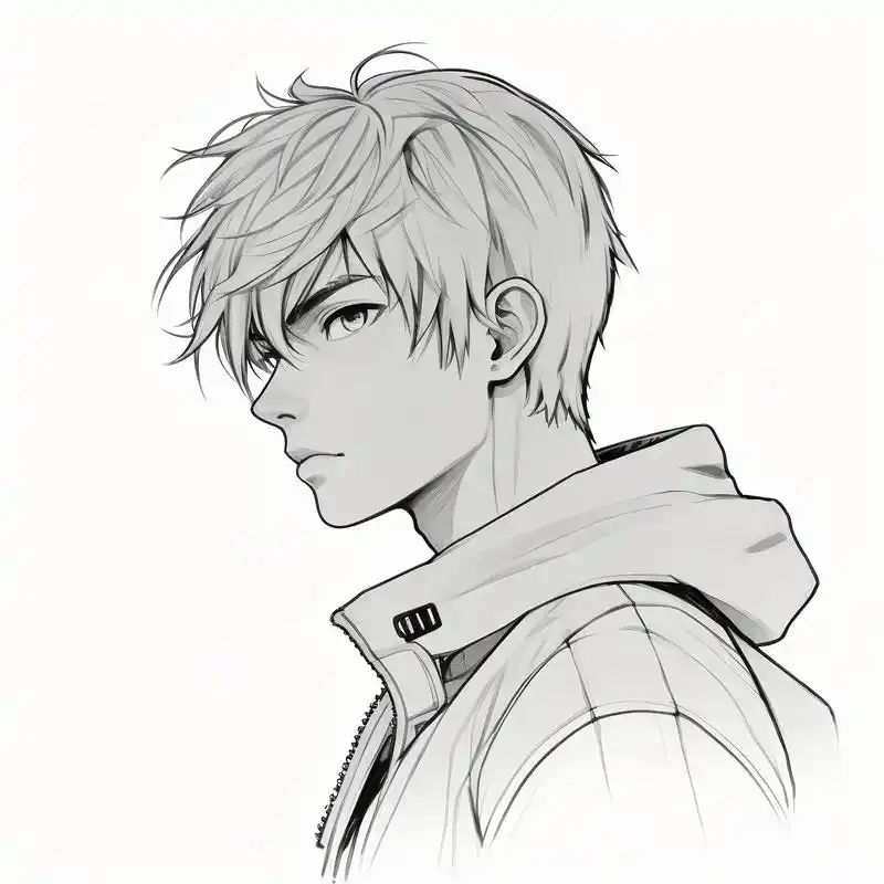 黑白素描动漫男生头像,超帅气99