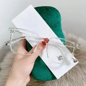 全透明白眼镜框女方框素颜防蓝光非球面配有度数近视100 125度潮