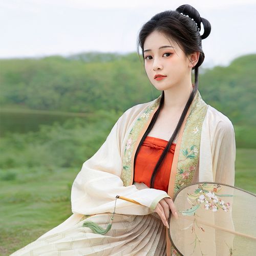 瞳莞宋制汉服女直领对襟飞机袖短衫心想事橙原创设计国风百迭裙秋