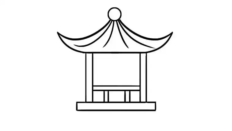简单漂亮的亭子简笔画