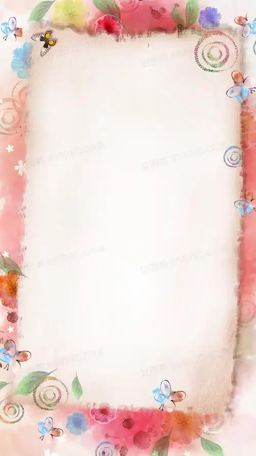 水彩花卉边框背景素材