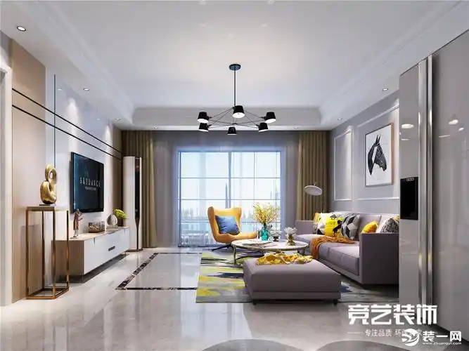 竞艺装饰 华地森林湖 102平 三居室 现代风格 装修效果图