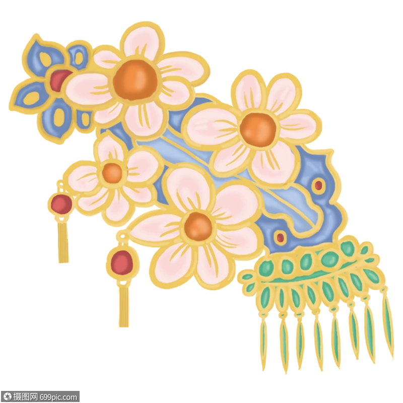 手绘古风物件发饰