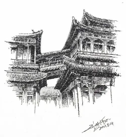 古建筑钢笔速写 | 北京雍和宫 | 08237615