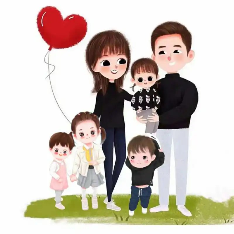 亲子头像一家五口 高清幸福一家五口的头像卡通图片_感情头像_头像屋