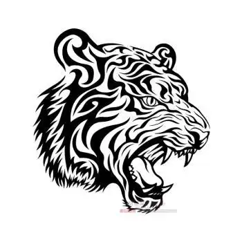 个性反光老虎汽车贴纸 霸气虎头图腾车头盖划痕贴画 反光黑右头2324