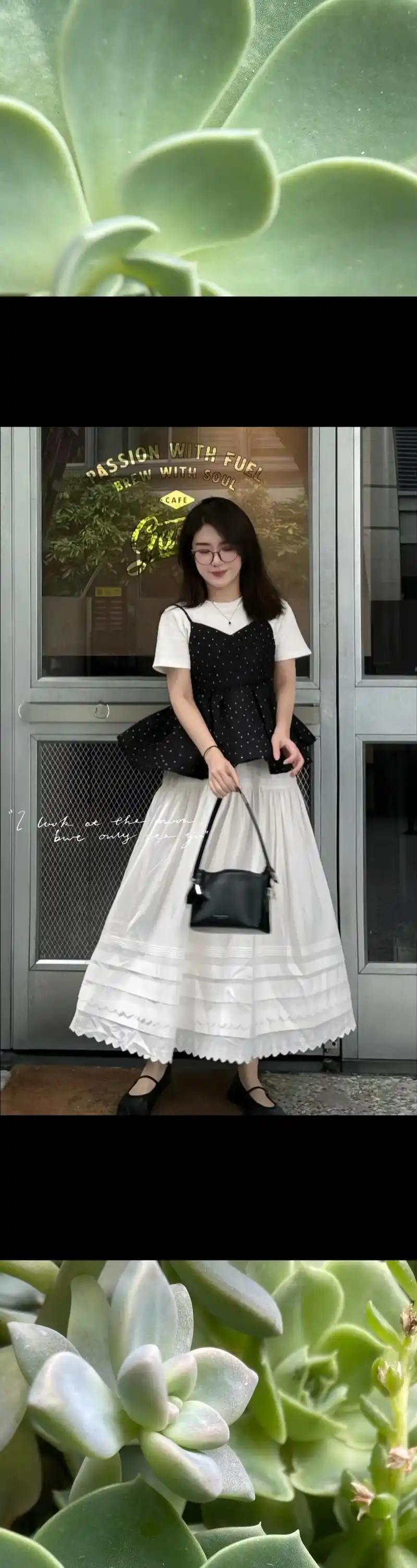 波点叠穿t恤搭配白色半身裙好好看!一套韩系女主既视感!甜美气 - 抖音